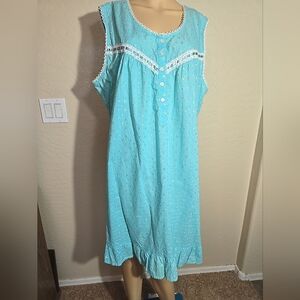 Soft Surroundings Sleeveless Chemise Aqua with Lace Trim Size 2XL